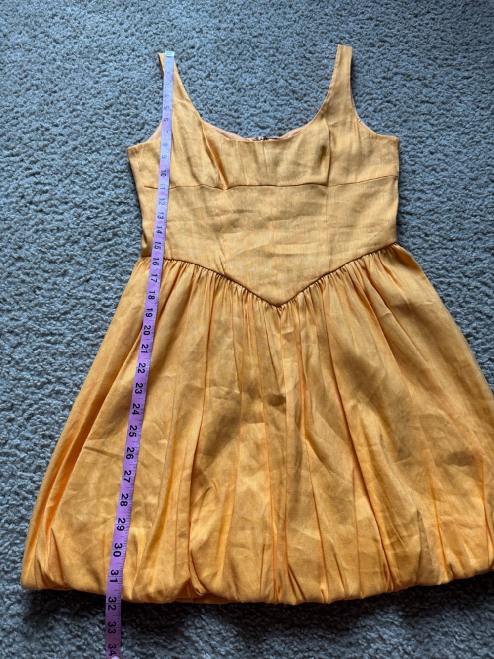 Gianni Bini Sedona Linen Mini Dress 6 Apricot Drop Waist Bubble Hem - Picture 11 of 13